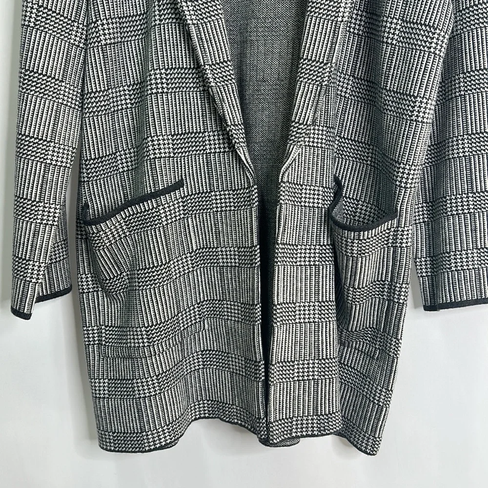 J. Crew Sophie open front glen plaid knit cotton wool pocketed blazer NWT - Picture 4 of 10